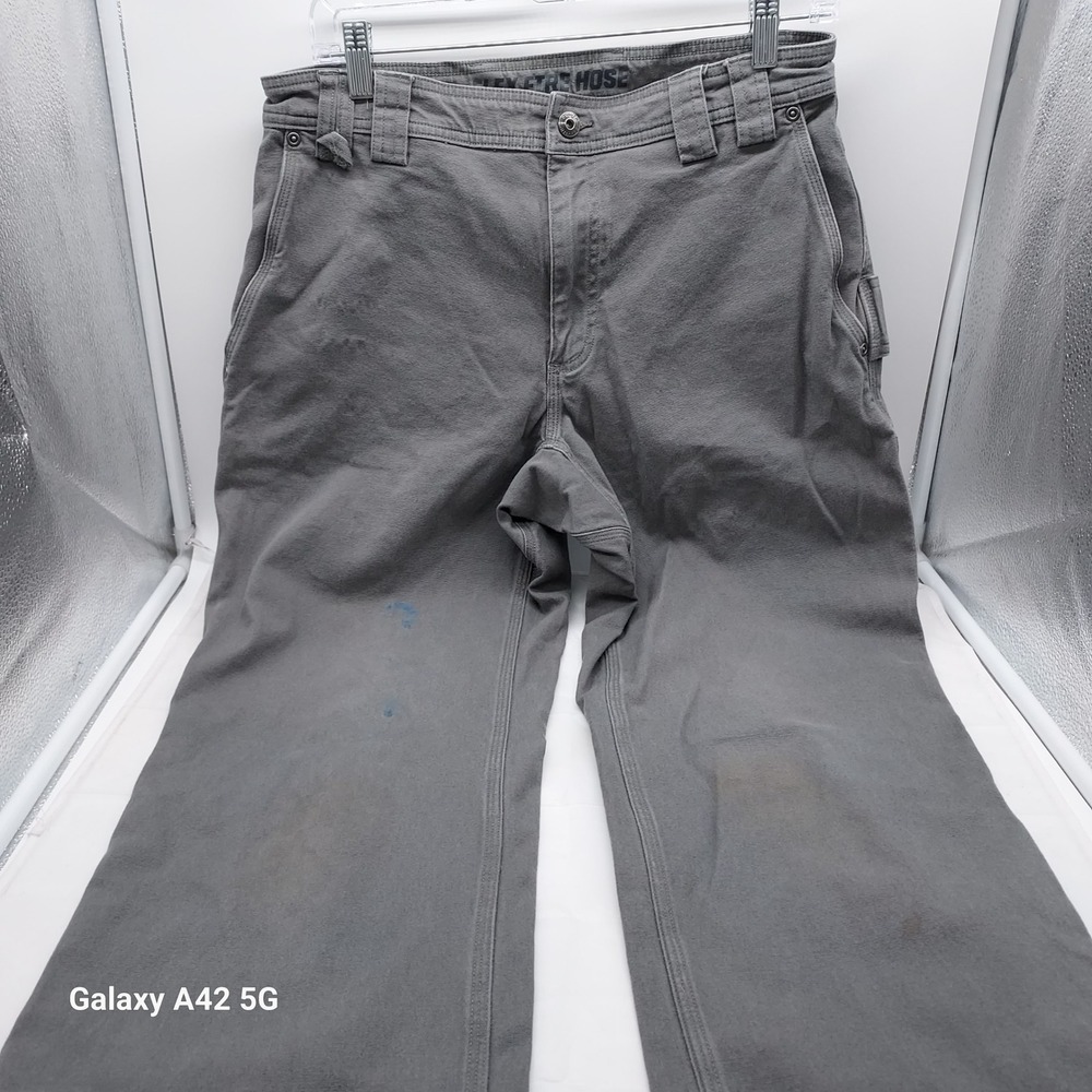 Duluth Trading Co Mens Gray Fire Hose Flex Work Pants Cargo Utility 32x34